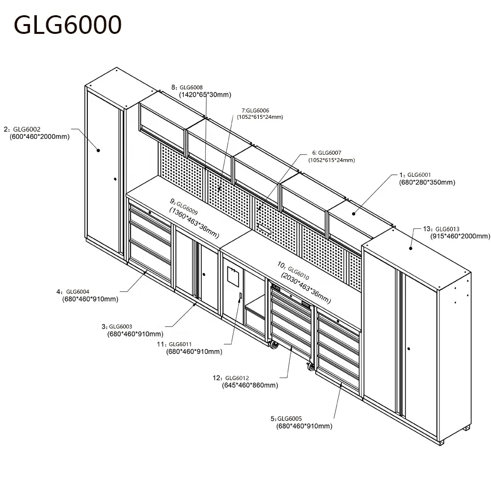 Garage steel combination tool cabinet, movable multi-function workbench