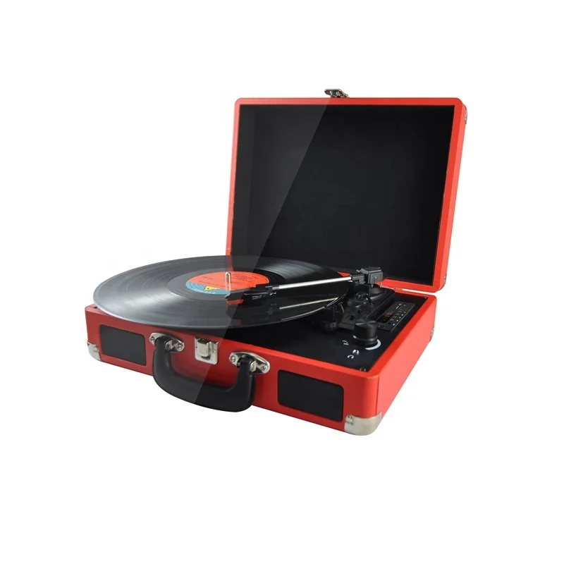 Multiple Wireless USB Modern Retro Gramophone Portable Briefcase Vinyl Player Easy Carry Handle Turntable Player
