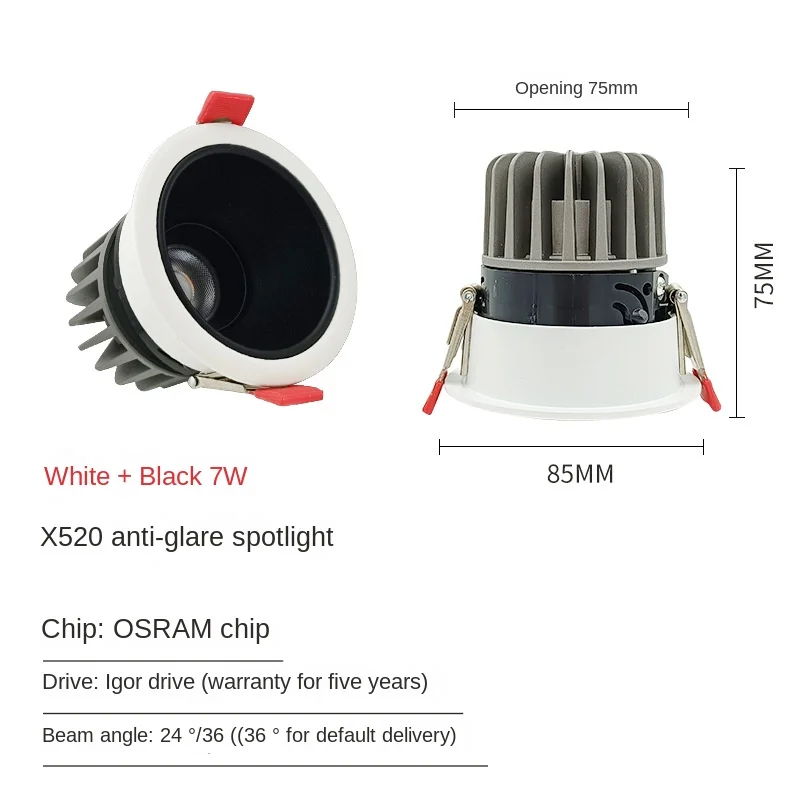 High Quality Aluminum Housing Ceiling Recessed SMD hotel cafe decoration ceiling lamp wholesale recessed led down light