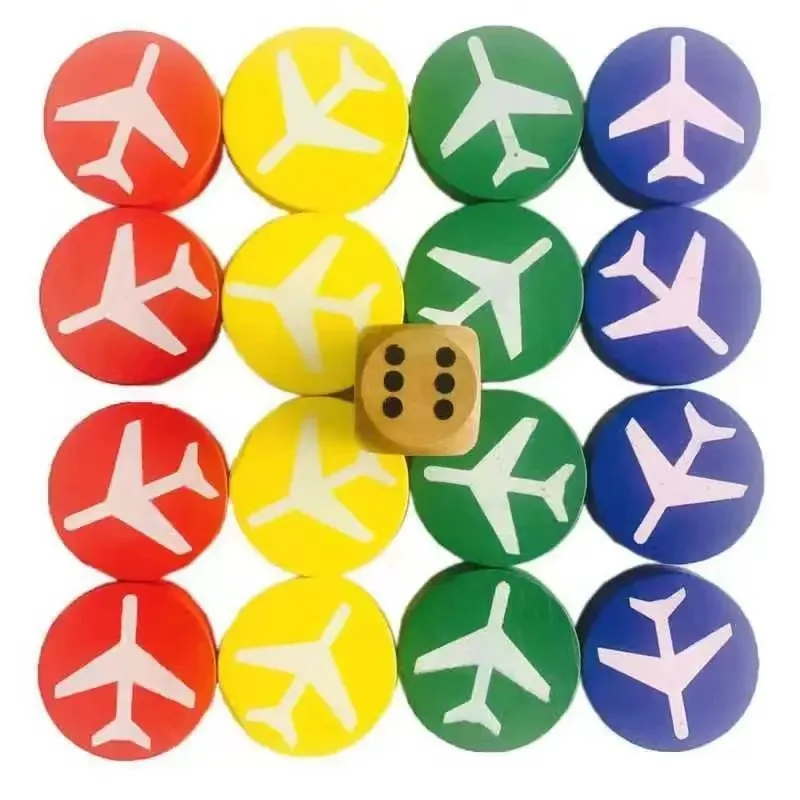 Hot Selling Flying Chess Wooden Pieces Hopscotch Board Game Wooden Flying Chess Pieces For Cards Game