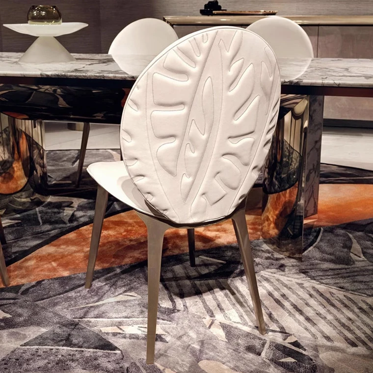 Modern hotel luxury dinning room chair set for furniture Metal stainless steel faux suede fabric restaurant dining chair