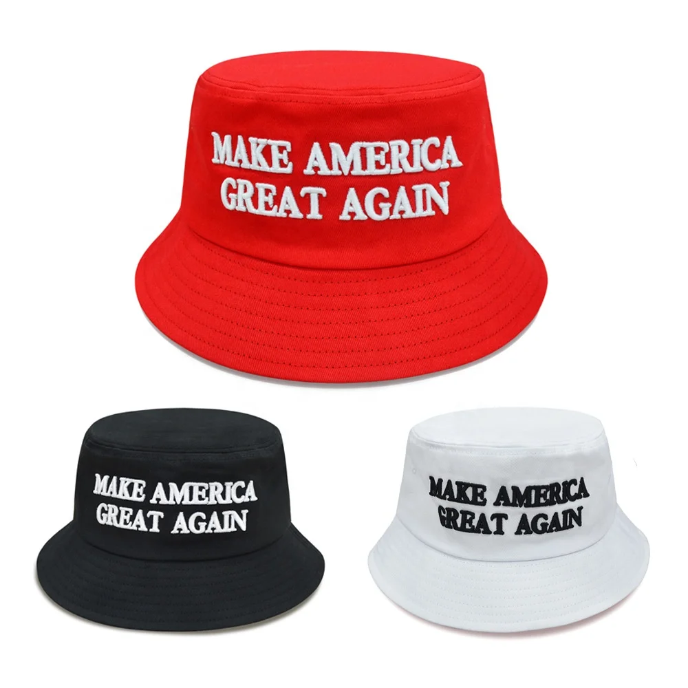 embroidered make america great again red bucket hats for adult