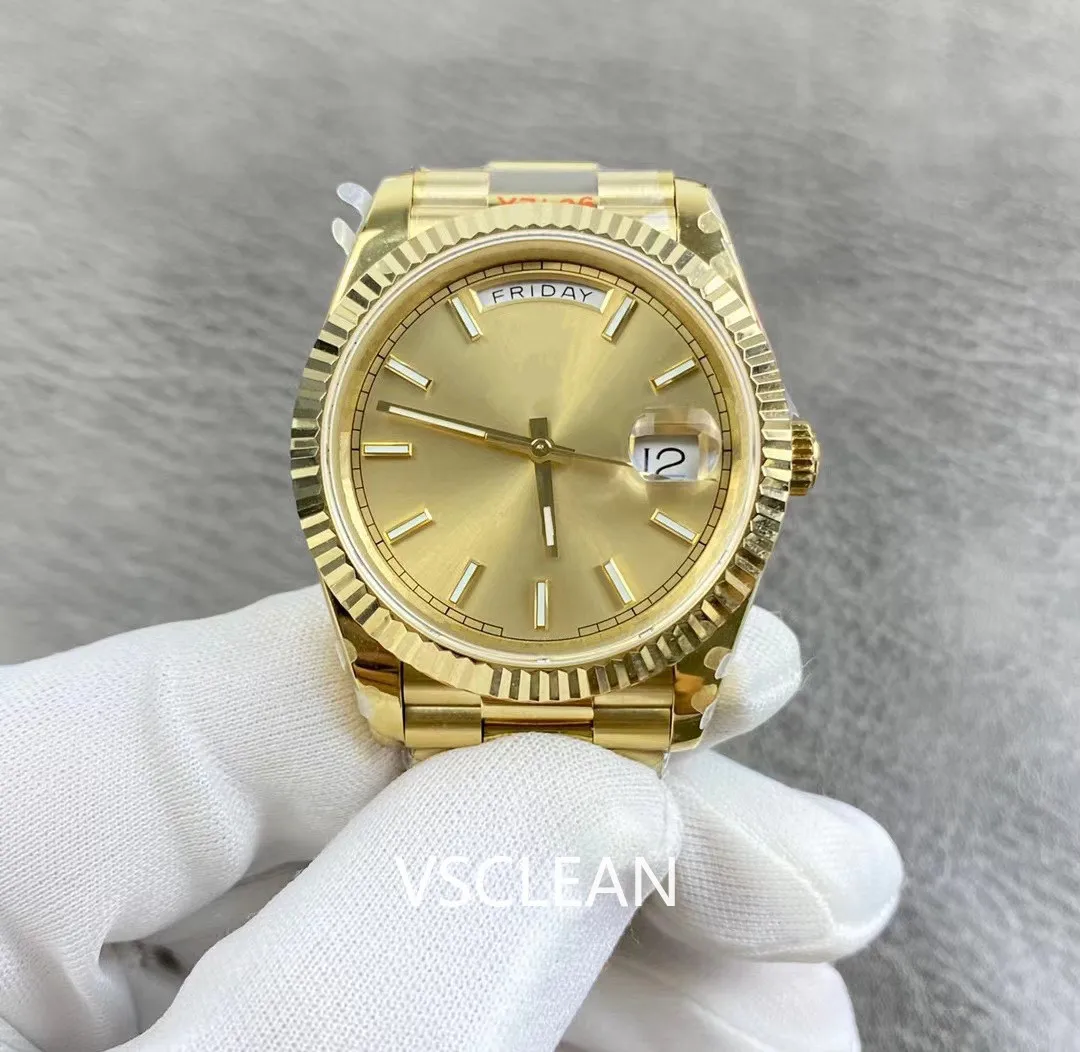 Супер 3255 часы с механизмом 904L, корпус из нержавеющей стали, зеленый циферблат, автоматические механические часы 40 мм, золотые часы