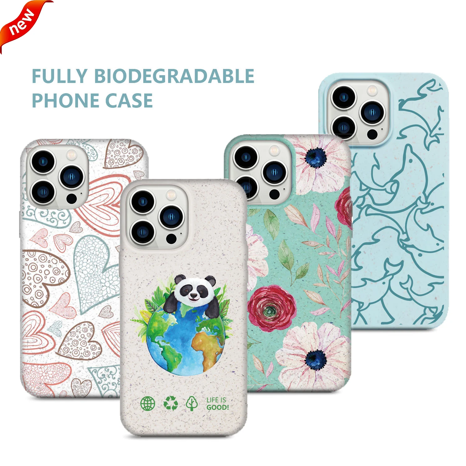 BSCI Customized PLA  Eco Friendly 100% Biodegradable Composed Wheat Straw Silicon Phone Case For iPhone 13 Case For iPhone 14