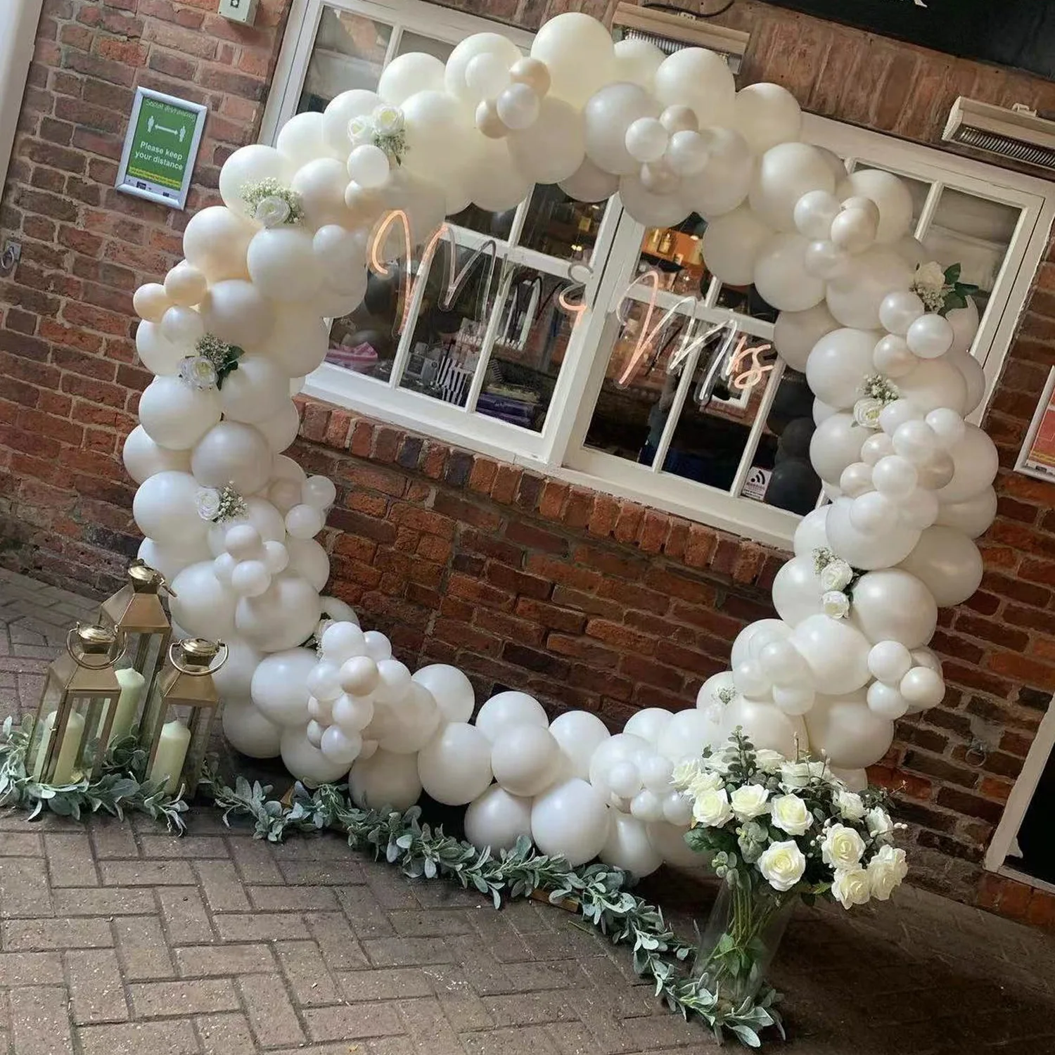 117pcs Matte Nude Color Pearlized White Balloon Set Pink Wedding Balloons Arch Garland