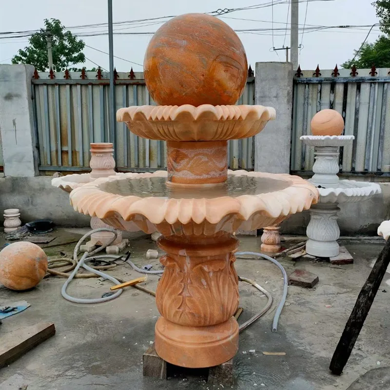 Large Modern Outdoor White Stone Marble Garden Water Fountain for Sale