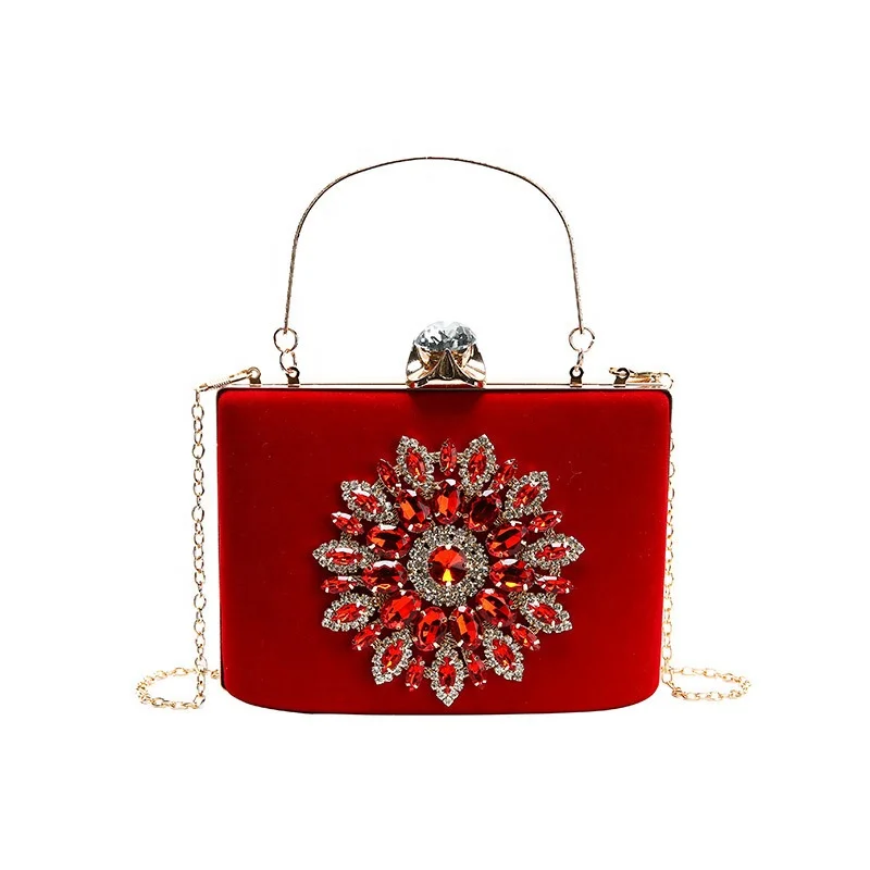 New vintage style diamond-trimmed flannel handbag party dress bag Evening Clutch Bag Crossbody Shoulder hand Bags