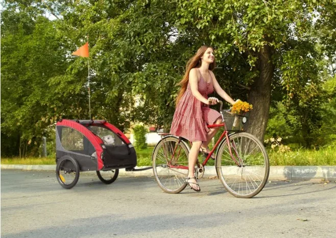 
colorful bike trailer cart for big dog 