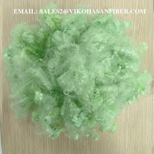 Polyester Staple Fibres 15D HS Green A grade Vikohasan Manufacturer and synthetic fiber and GRS recycled polyester fibre