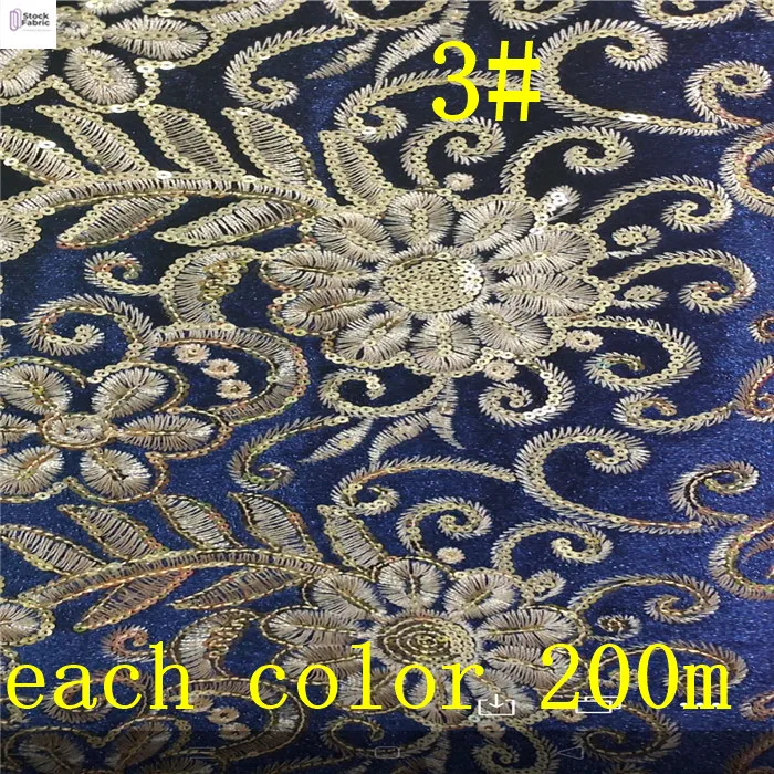 wholesale  High quality hot selling velvet embroidery fabric  sequin   stock  fabric for dress