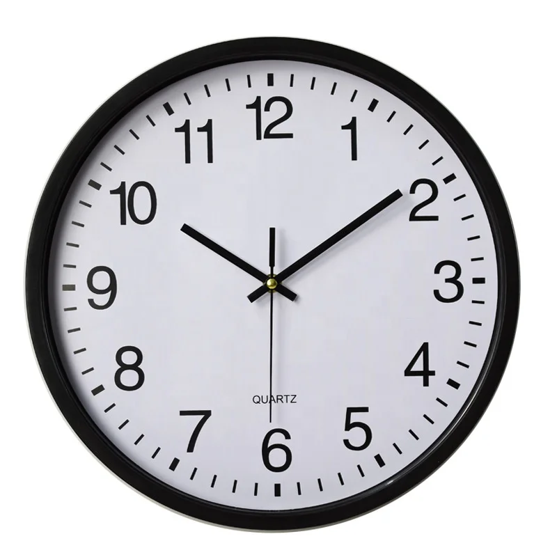 Современные Простые бесшумные кварцевые круглые Легко читаемые дешевые пластиковые настенные часы для офиса кухни школы