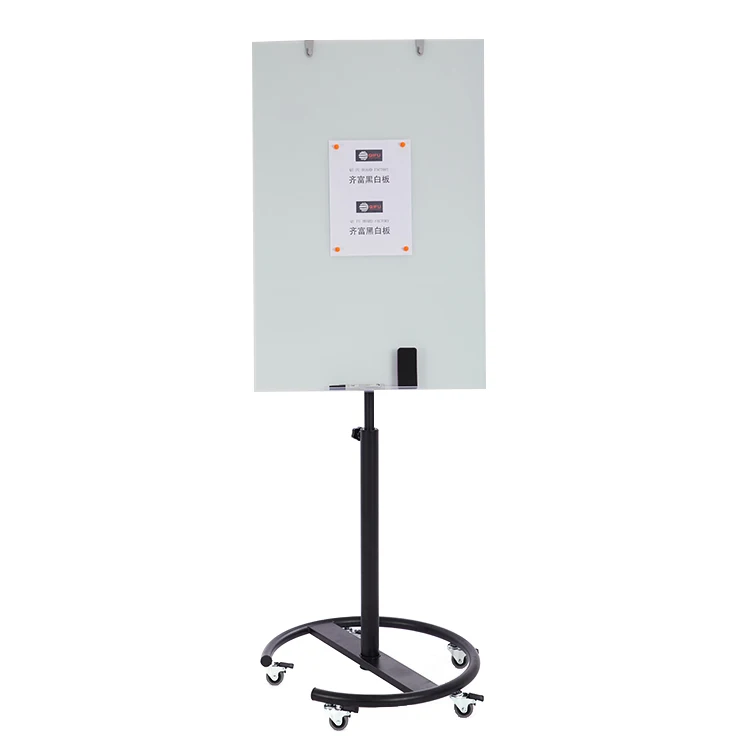 Best seller magnetic tempered glass writing board with mobile flip chart easel for office