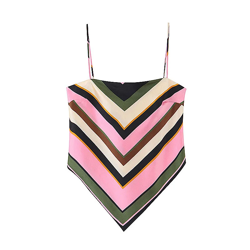 
2021 Designer Womens Clothing Sexy Ladies Vest Top Satin Sexy Halter Backless Neckline Slim Top Female Bandana Clothing 