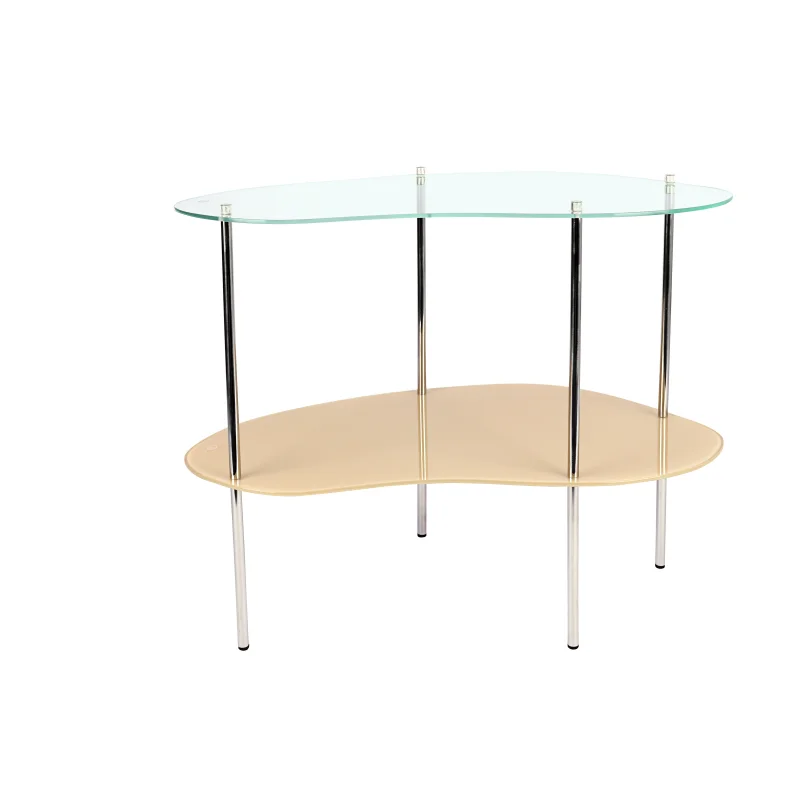 Furniture Luxury Modern Glass Side Table Geometric Shape Stainless Steel Pipe Side Table Living Room Coffee Tables
