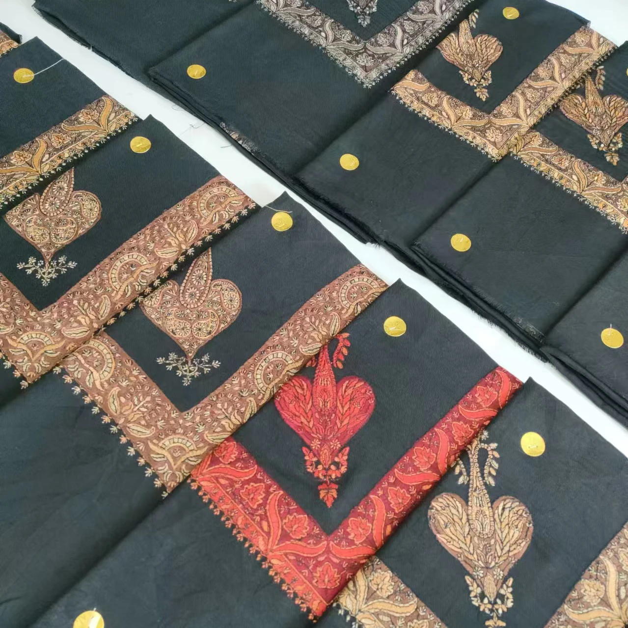 Polyester Yemeni Saudi Embroidered Kashmir Shemagh Islamic Embroidery Scarf Keffiyeh Muslim Shawls Men black 50x50inch