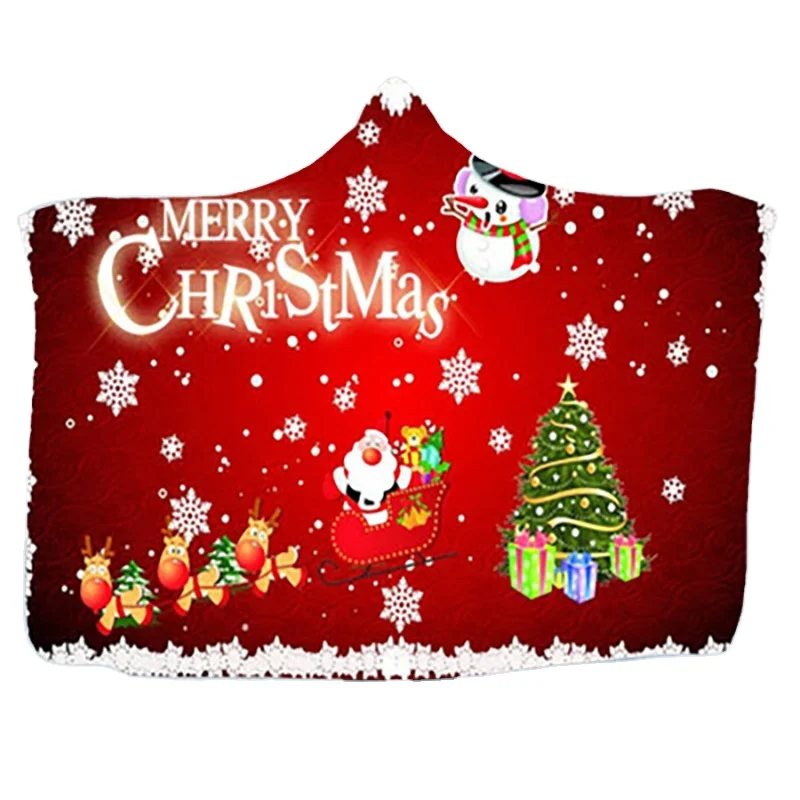 
2020 New bulk wholesale merry christmas comfy decorative wearable themeral blanket hoodie 