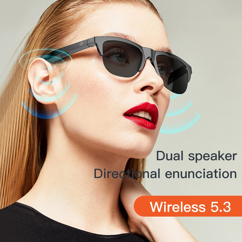 Night Drive Vision Smart Glasses Wireless Bluetooth Sunglasses Open Ear Music&Hands-Free Calling, Polarized Lenses,IP4 Waterproo