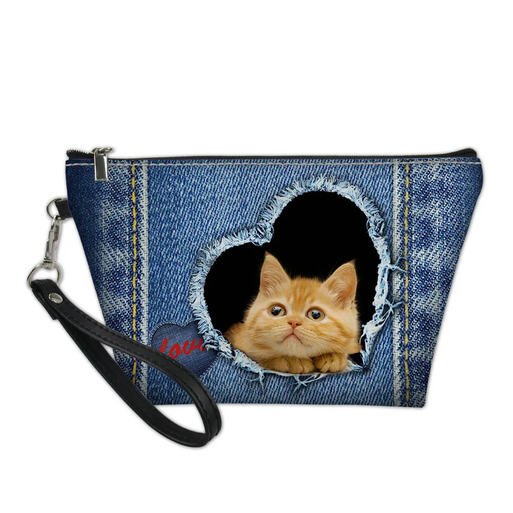 Custom logo Zipper sublimation printed eco friendly small waterproof pu leather women cosmetic bag organizer travel make up