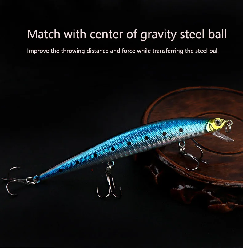 New 11.7g 13cm sinking water 3d eyes fishing hook plastic lure salmon sea bass fishing lure vibration