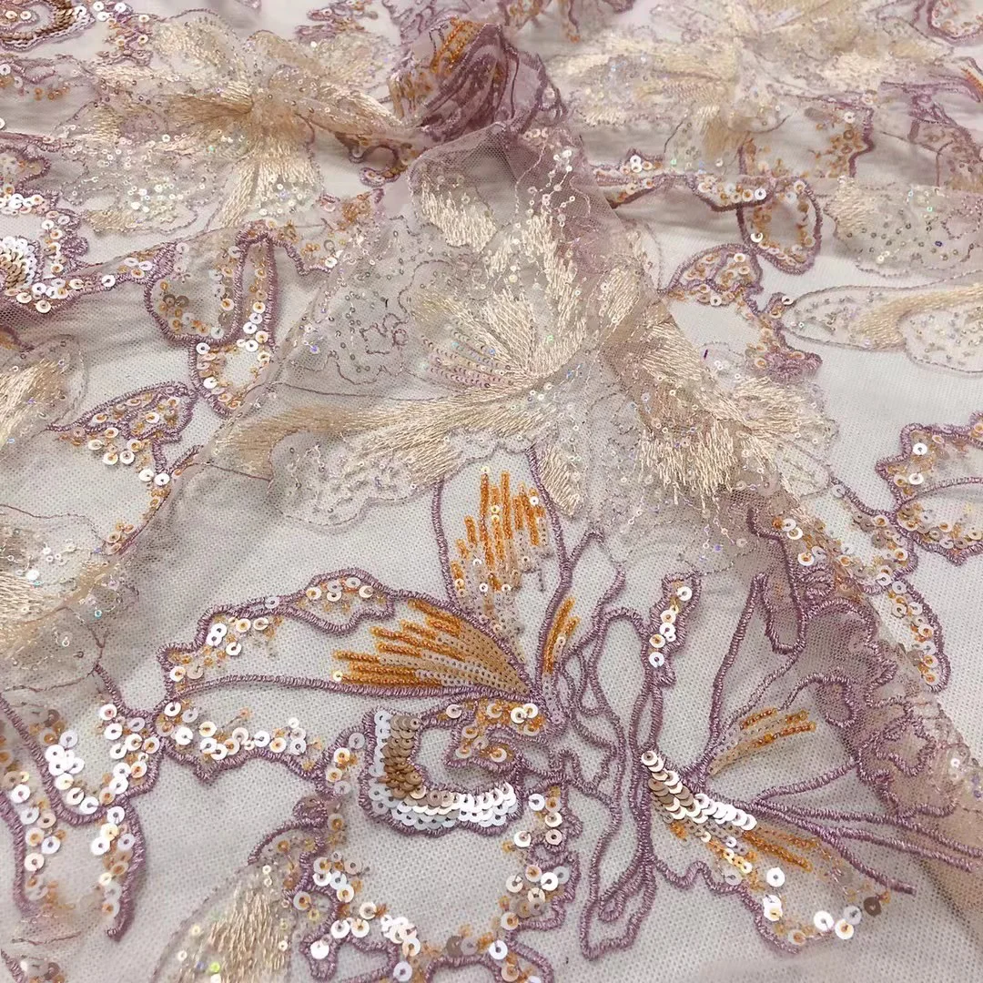 Suppliers embroidery sequins for wedding lace fabrics
