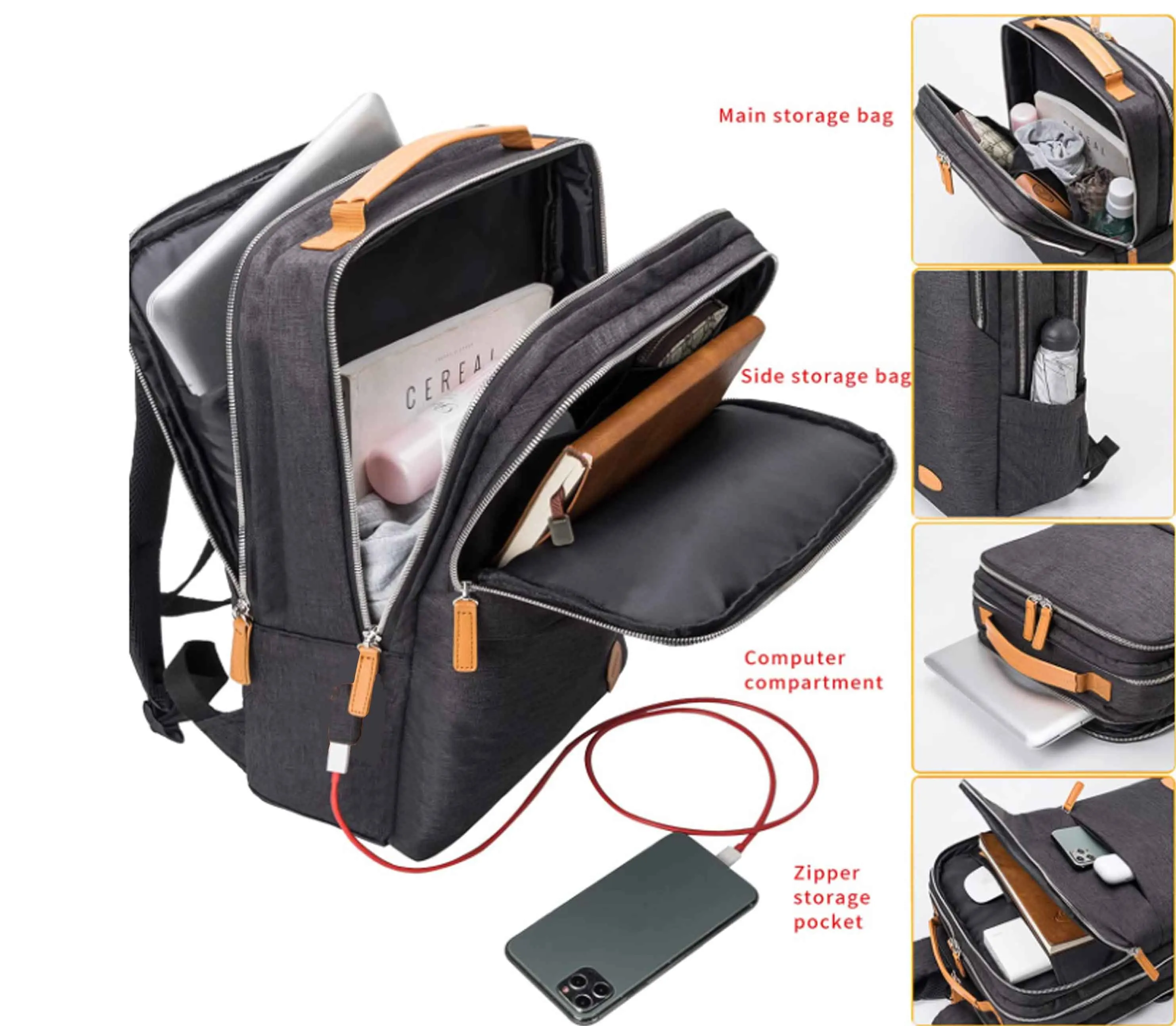 Big Storage Independent Design Safe Promotional Soft Belt Comfortable Men Business Backpack With Laptop Compartment