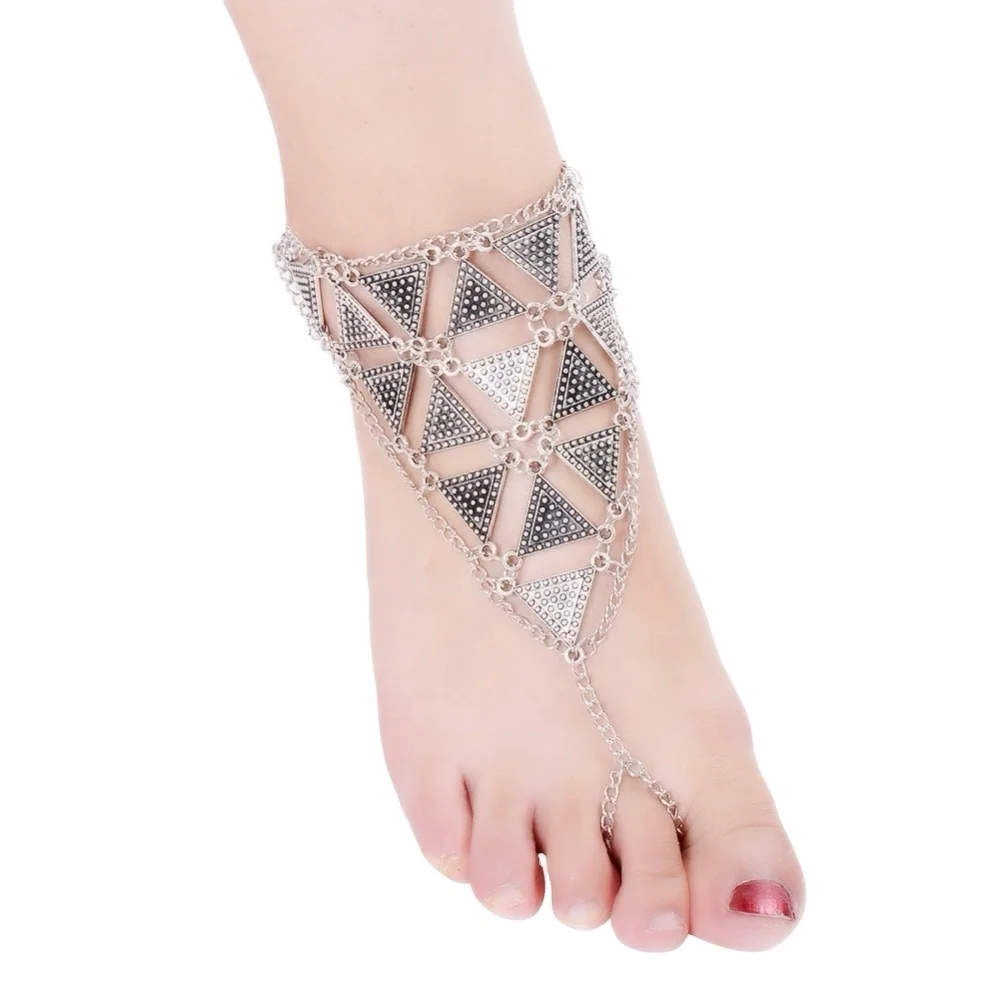 
Factory manufacture summer beach barefoot sandals toe ring and anklet set for girls 