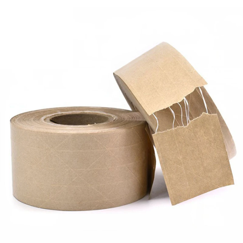 Nature Rubber Glue Strong Self Adhesive Carton Packing Brown Reinforced Kraft Paper Tape
