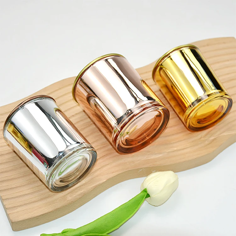 Stained glass candle jar with lid electroplated candlestick cup diy scented candle glass jar