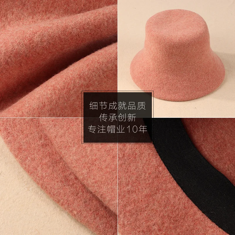 Oem 2023 Wholesale High Quality 100% Wool Wide Brim Fedora Fisherman Hat Custom Flat-topped Plain Outdoor Bucket Hat For Man - B