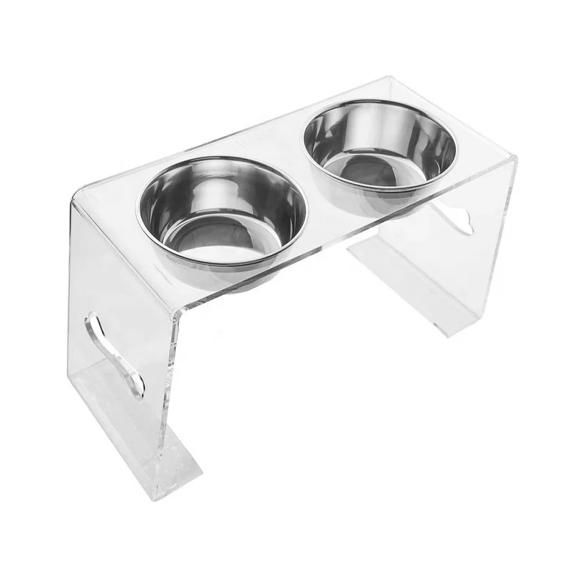  Lucite Clear Acrylic Pet Feeder Stand