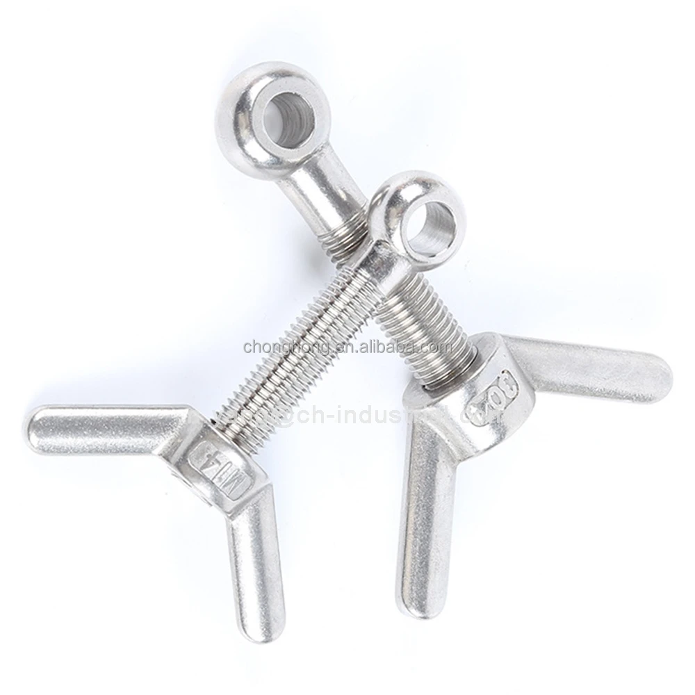 304 stainless steel Aluminum Metal Swivel Articulated Butterfly Screws Eye Bolt with Wing Nut Hot Sales Wingnut Assembly kit