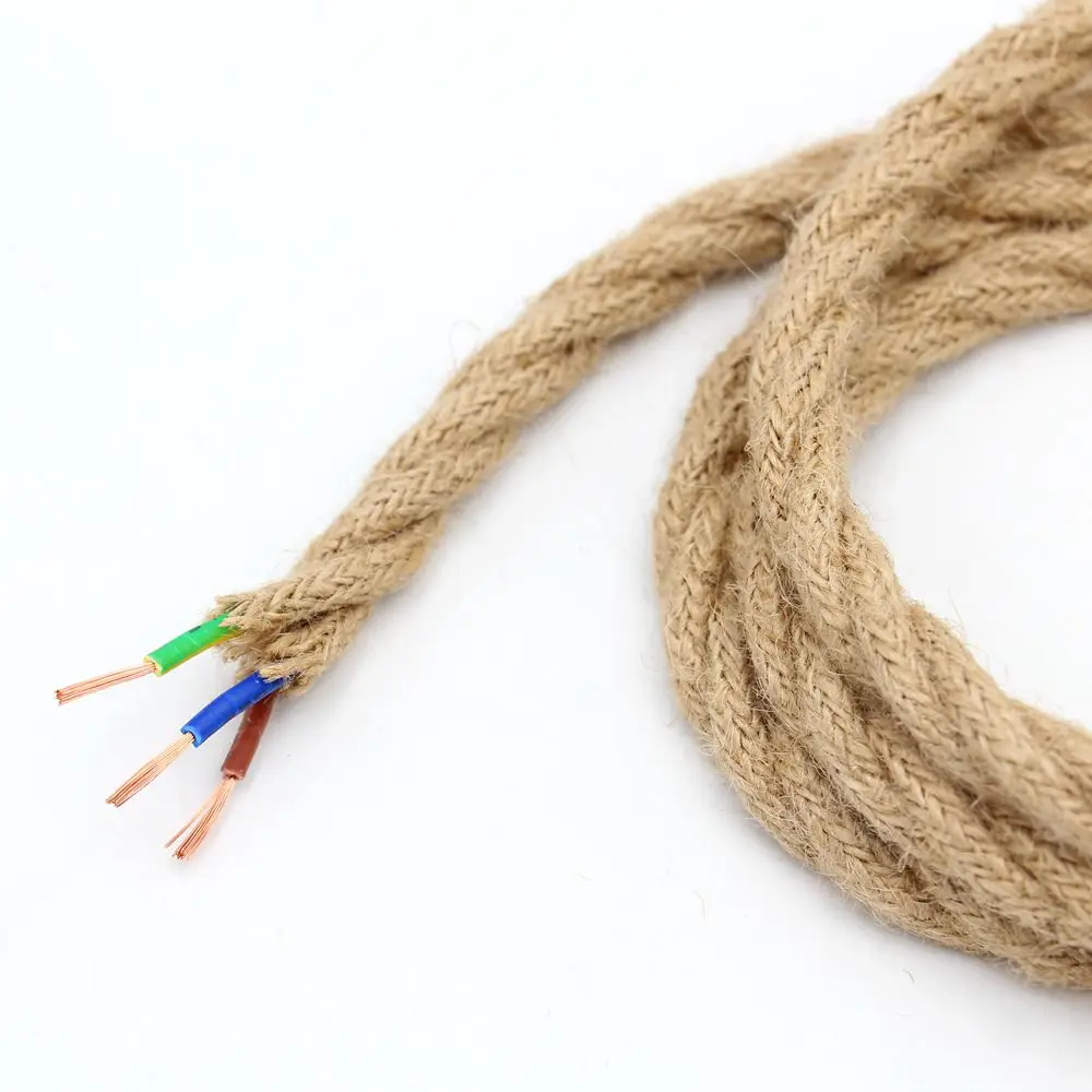 2 Core or 3 Core  Retro Hemp Cord Cable Electrical Wire Fabric Cable DIY Vintage Pendant Lamp Cable Twisted Wire Cords