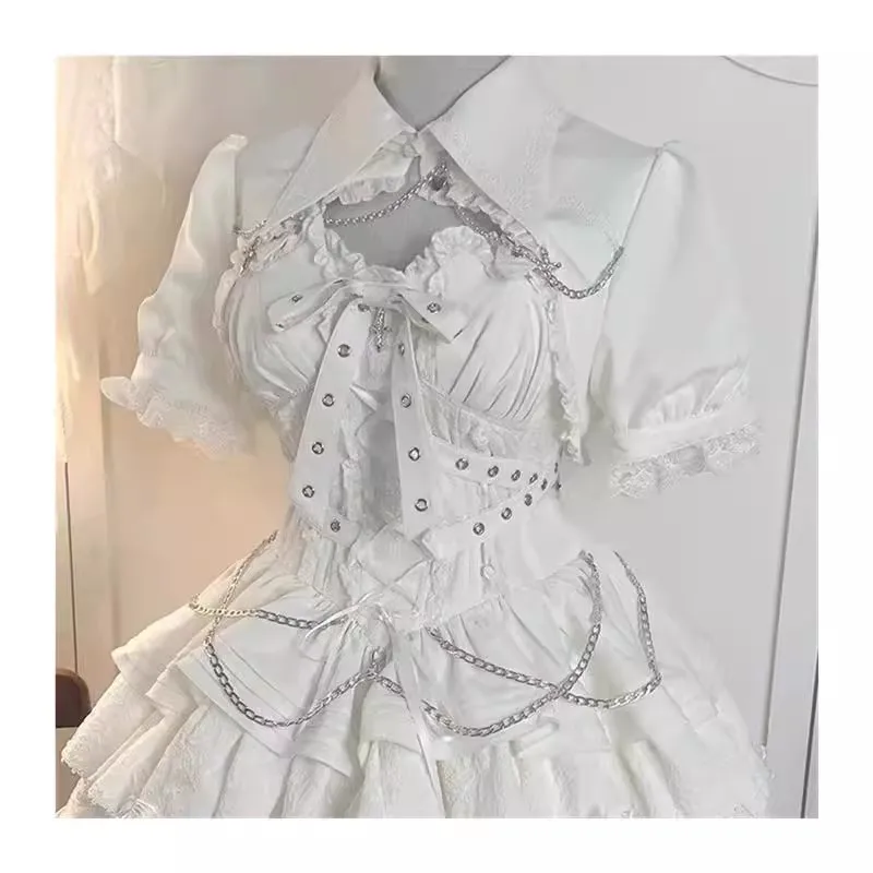 Lolita Contract Cross JSK Leopard Original Cat Lolita Gothic lorita  Elegant Short Sweet Dress Summer