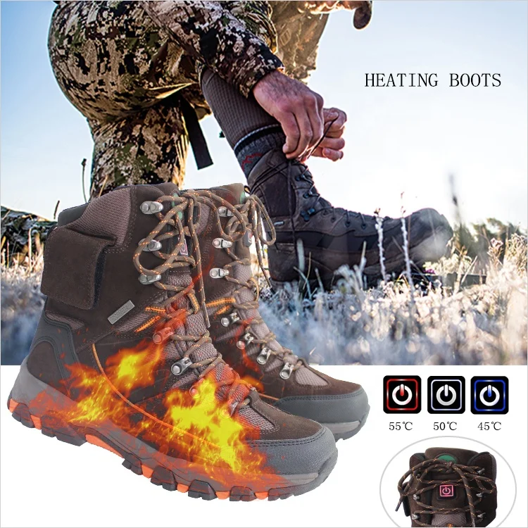 Outdoor hunting hiking heated boots with battery control