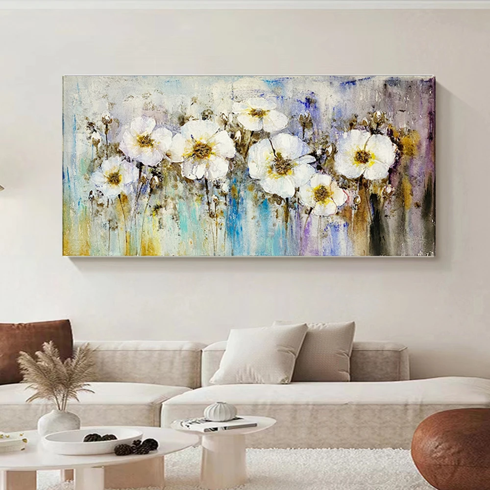 Appreciate Luxurious Home Decoration Landscape Flower Gold Leaf Painting Wall Art Acrylic Painting Handmade Canvas Oil Painting