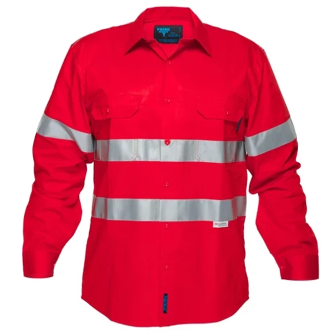 100% Cotton Hi Vis Vented Shirts with Reflective Tape