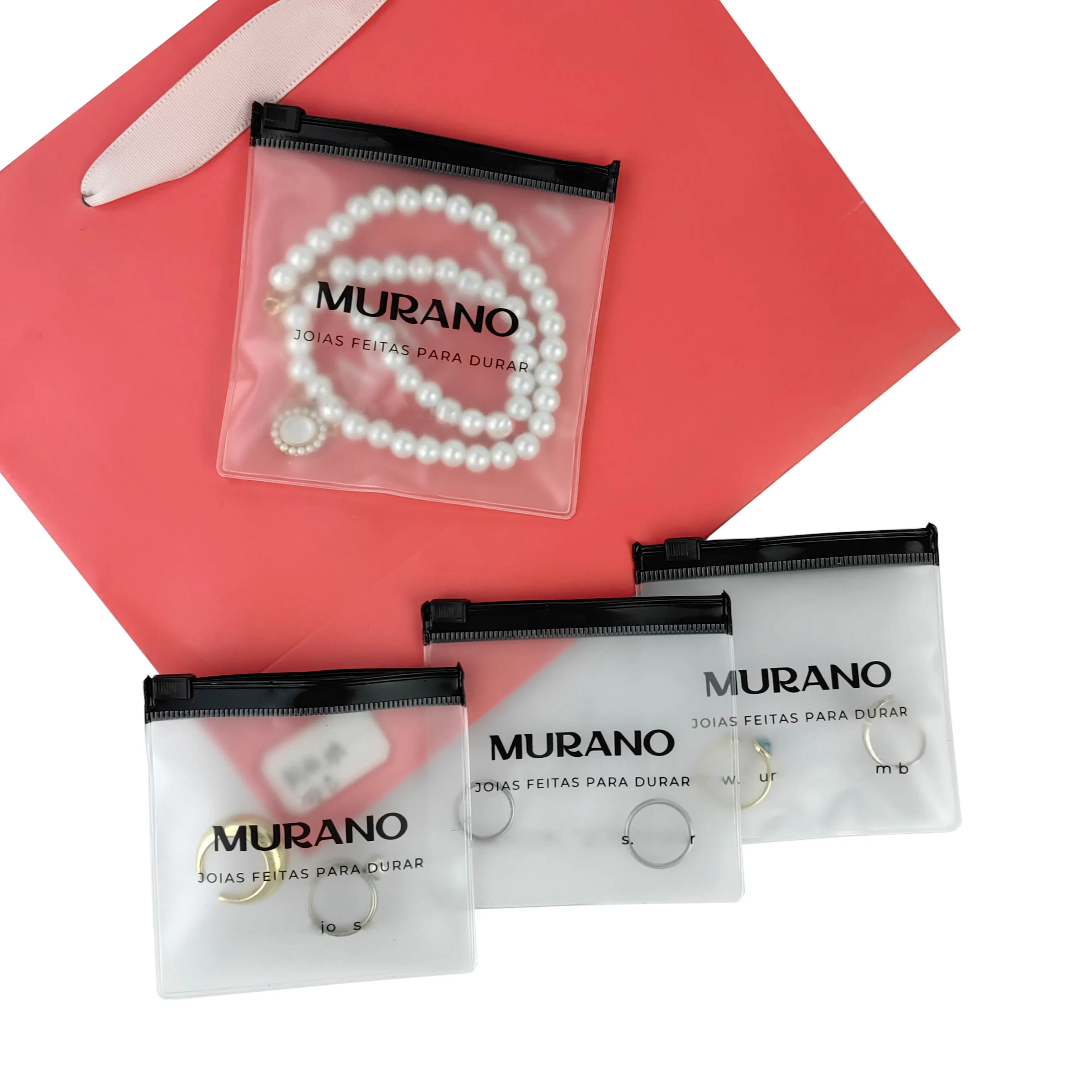 Custom Plastic Bag With Logo Clear Frosted Zipper Jewelry Pocket Dust Bags Small Packaging Jewelry Bags Pvc Jewelry Pouch