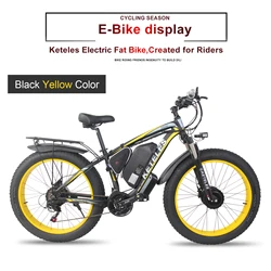 Factory Direct Sale KETELES 125W/350W/750W Dual Motor 26inch E-Bike 22AH Battery Electric Bikes China Fat Tire Electric Bicycle