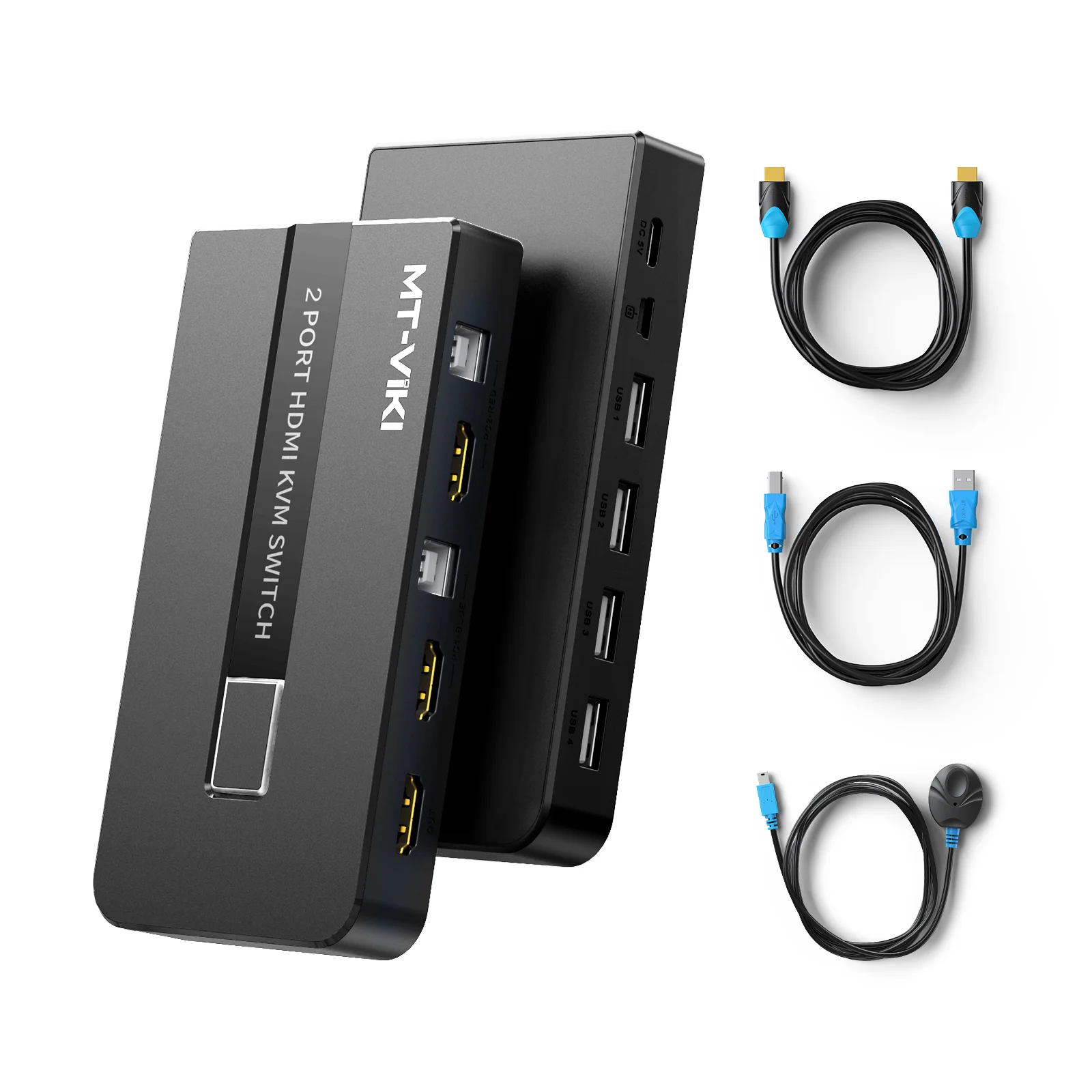 4K 30Hz HDMI KVM Switch 2 port + 2 Cables, MT-VIKI 2 Computer 1 Monitor 2 Port KVM Switch HDMI 2 in 1 out with Desktop Control