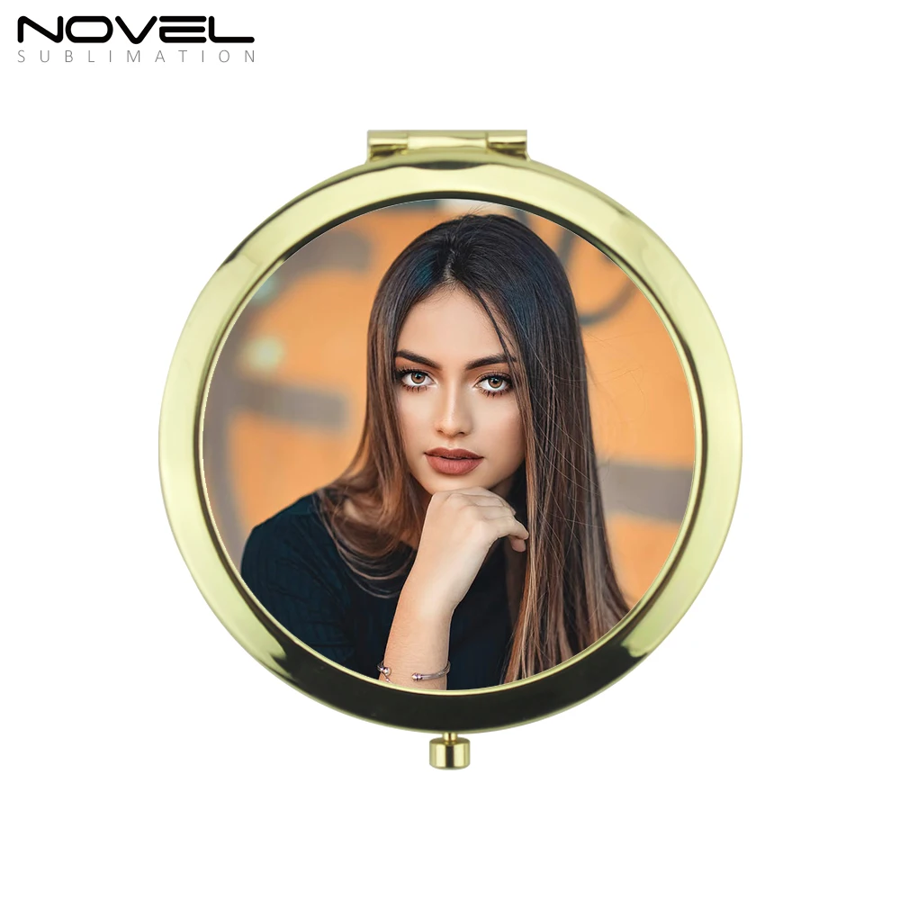 Personalized Custom Blank Pocket Round Metal Makeup Hand Mirror