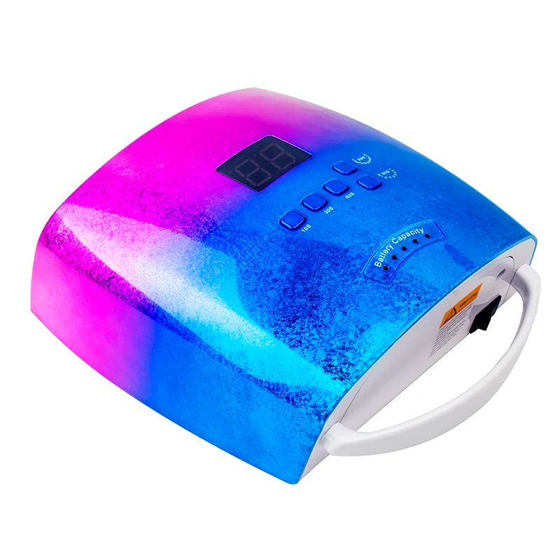 48W Rechargeable Red Bule Light Nail Dryer Machine Fast Drying Polish Gel OEM Uv Led Nail Lamp
