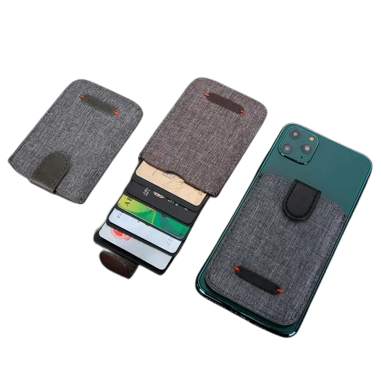Canvas Or PU leather Credit Card 1PC Adhesive Stick Holder Universal RFID Blocking Cell Phone Wallet Bank Business Man Card
