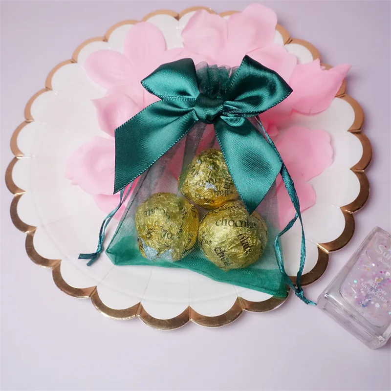 Custom printing logo organza gift bags drawstring pouch