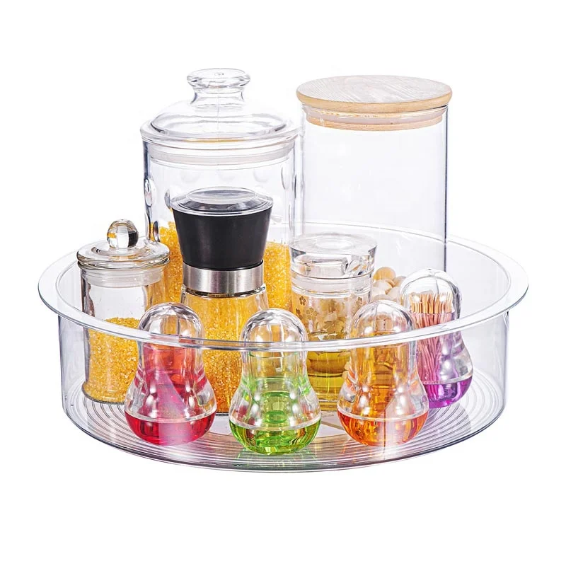 
LS0003 360 Rotation Non-Skid Pantry Cabinet Lazy Susan Storage Bin Organizer for Kitchen Seasoning Turntable 