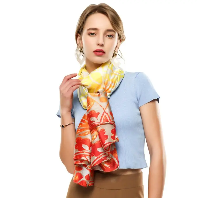 Новинка 2022, Модный женский шарф из саржевого шелка с цифровым принтом