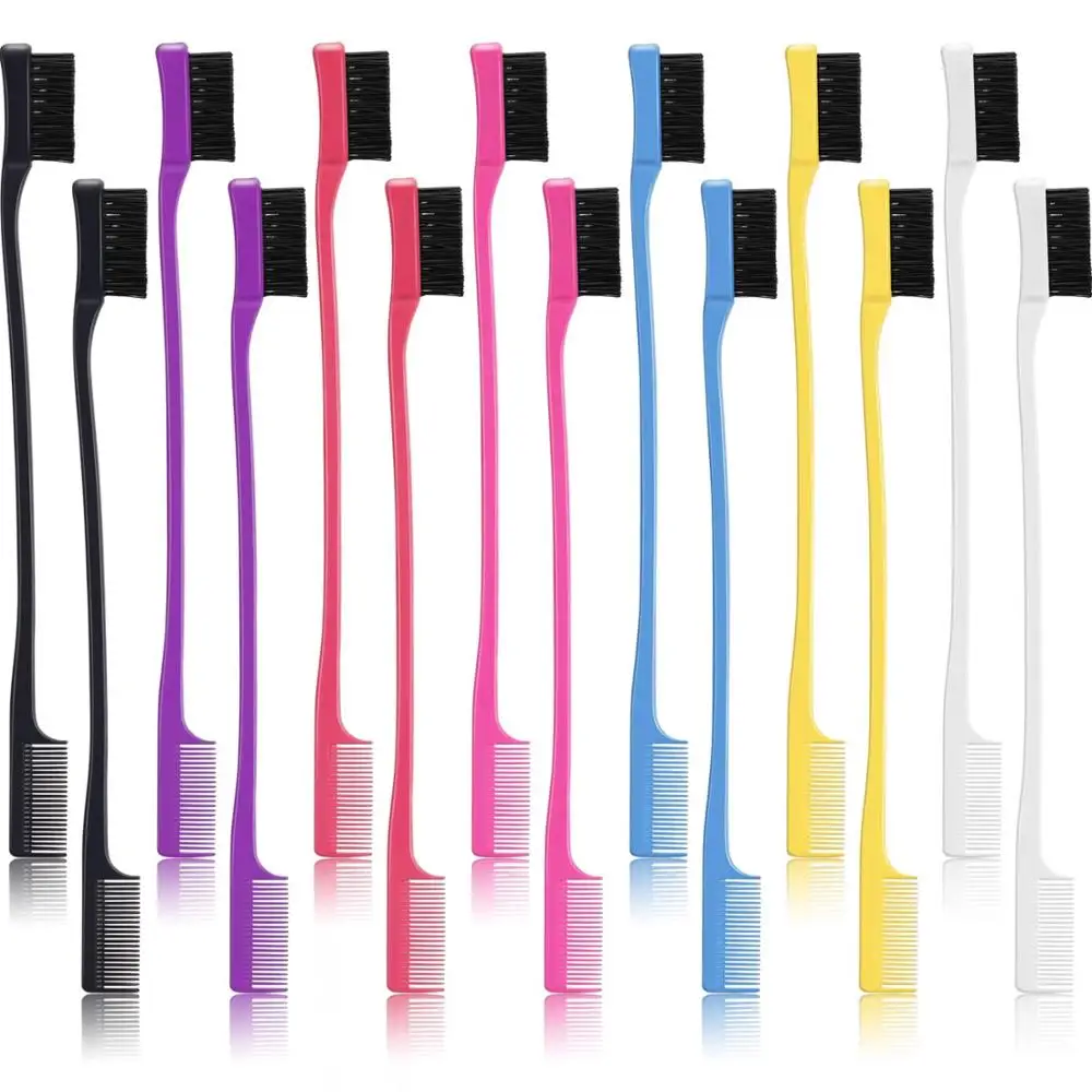 2019 Hot Selling Professional Custom Hairdressing Plastic Double Sided Hair Edge Control Comb and Brush Edge Brush for Hair