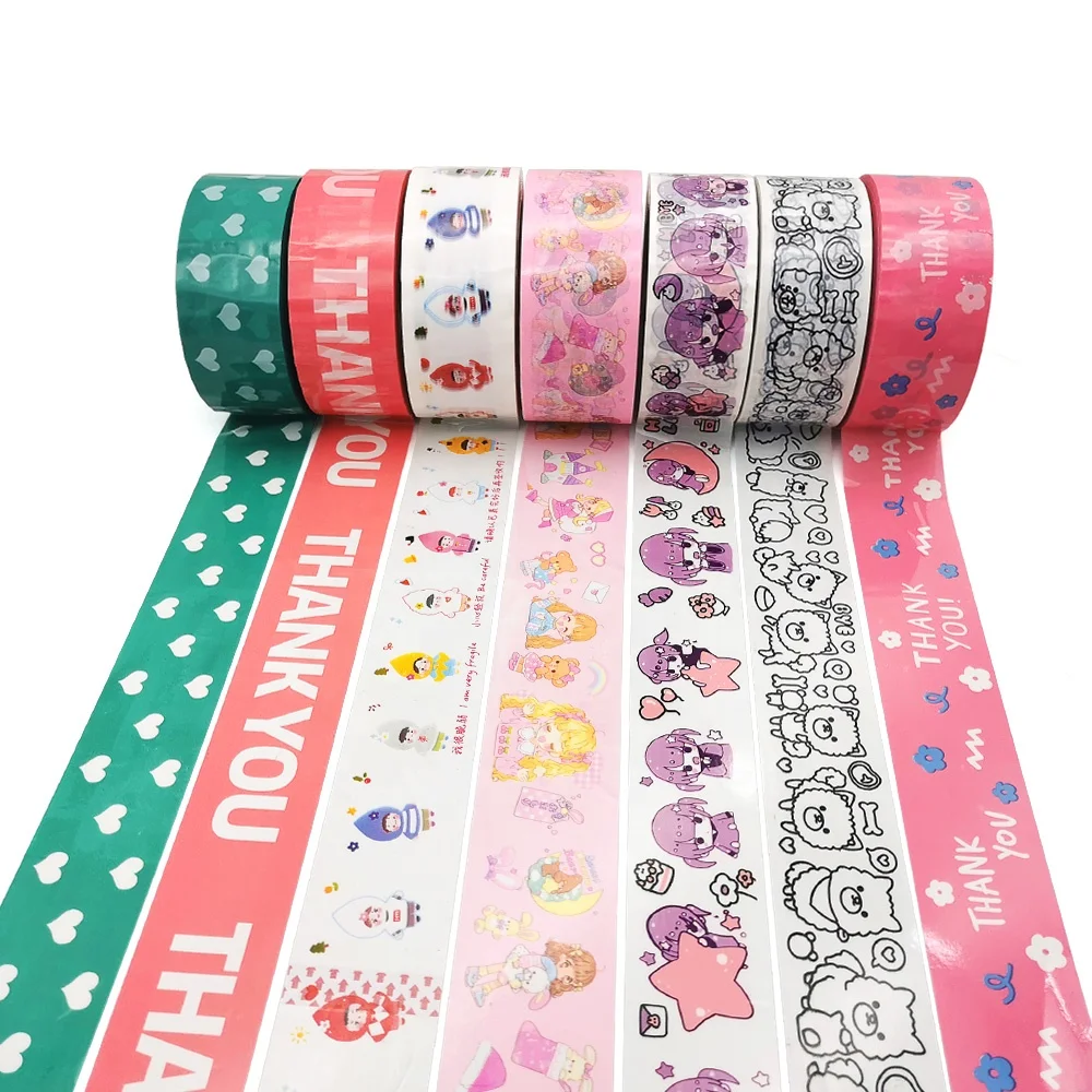 Custom printed logo clear packaging tape self adhesive yellow brown colored carton sealing BOPP packing tape