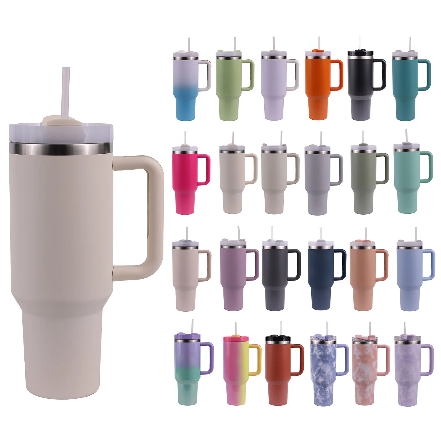 Topnovo Wholesale Quencher Custom Logo Sublimation 40oz Stainless Steel Insulated Tumbler with Straw.