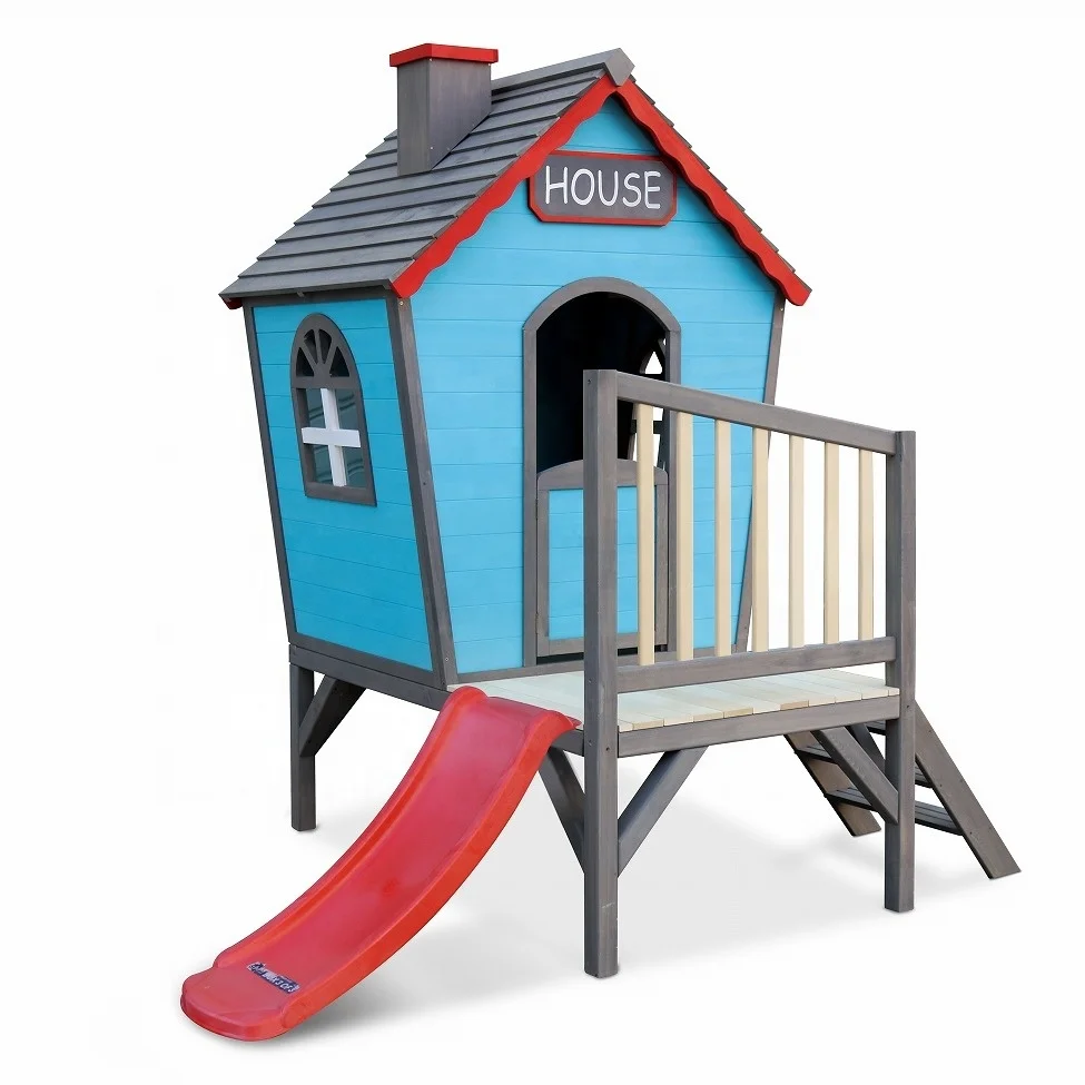 Wooden Playhouse Outdoor Wood Waterproof Eco-friendly Hemlock Spruce Nature Easily Assembled FSC