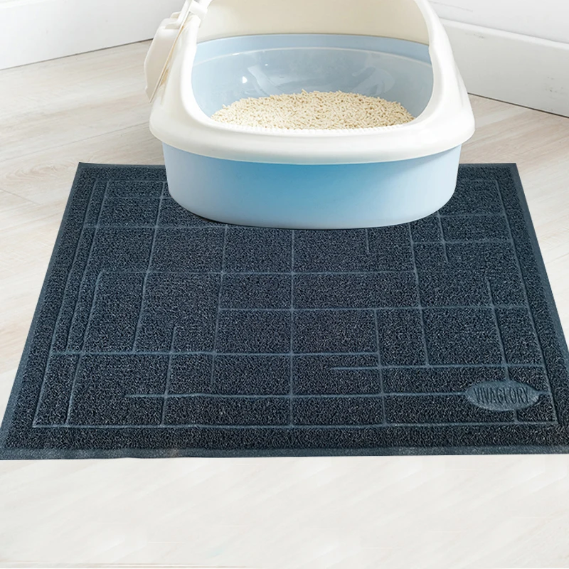 Wholesale manufacturer washable waterproof pvc protect floor kitty litter mat pet supplies cat litter mat